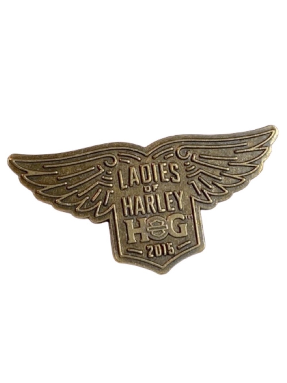 Harley Davidson Ladies of Harley HOG 2015 Pin Harley Owners Group Brass Vest Pin